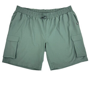 Zella Cargo Shorts Mens 2XL Green Black Stretch Drawstring Adjustable Waistband